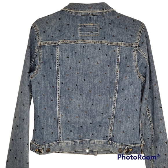 LOFT Black Polka Dot Denim Jacket - Picture 7 of 9